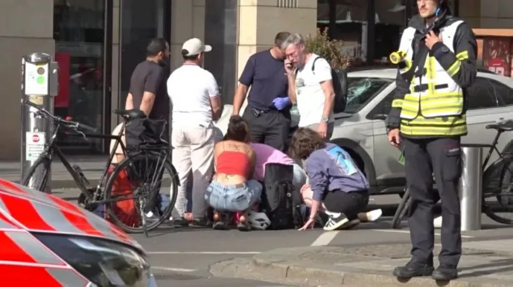 Two killed and several hurt after car plows into crowd in German city of Leipzig