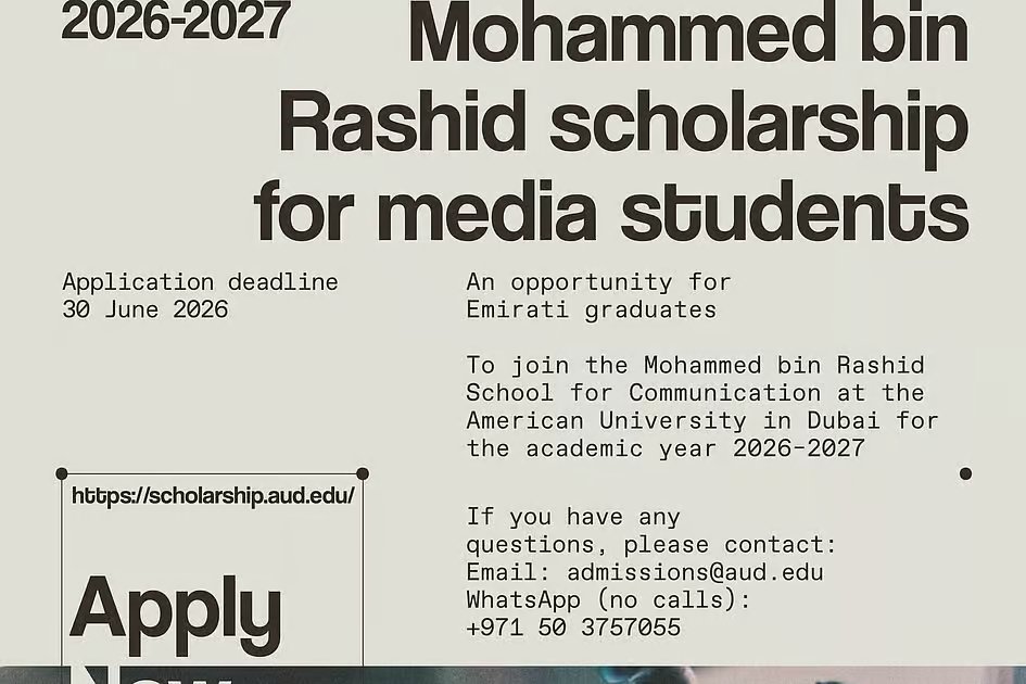 Mohammed bin Rashid Scholarship opens applications for Emirati media students for 2026-27