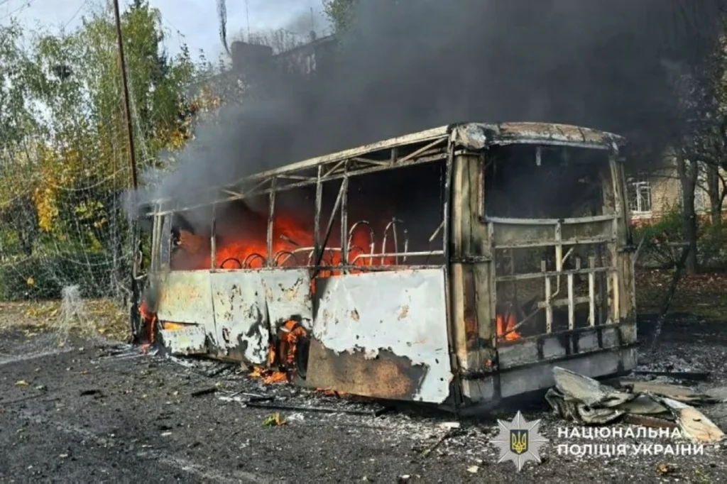At least 33 killed after Russian strike burns two buses in Ukraine city